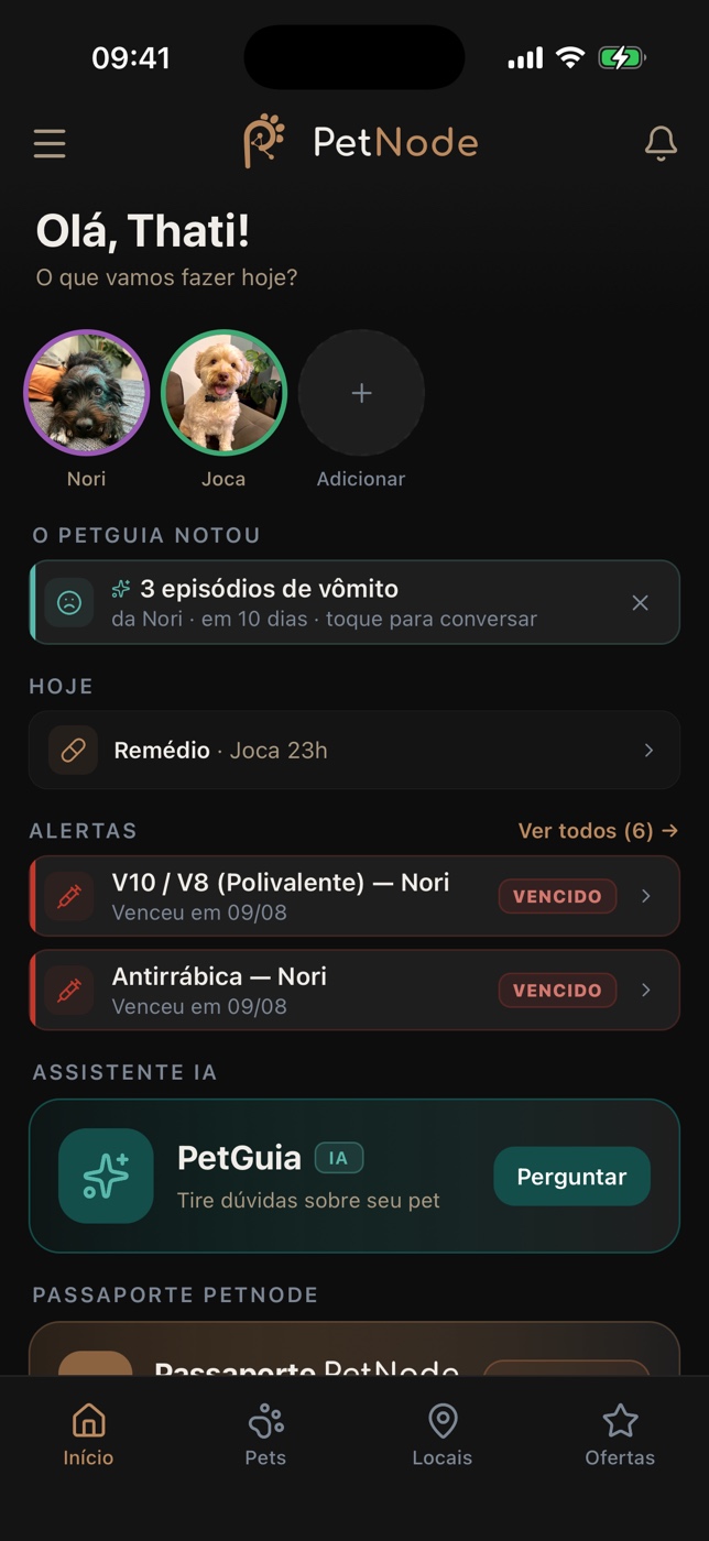 Tela inicial do PetNode