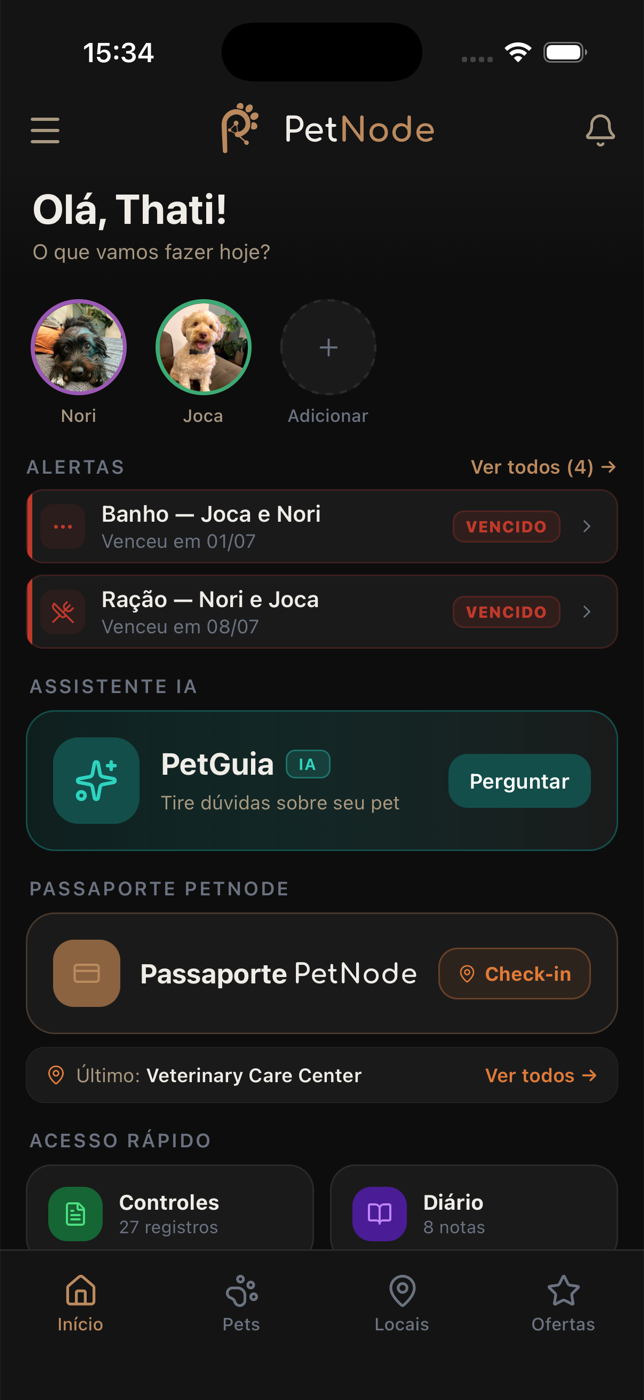 Tela inicial do PetNode